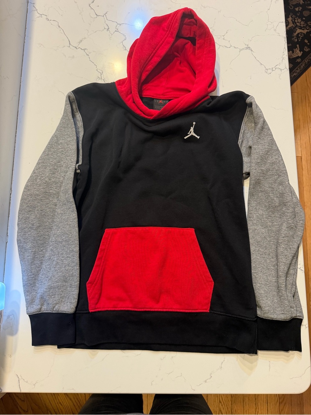 Jordan Black, Red & Gray Hooded Pullover
